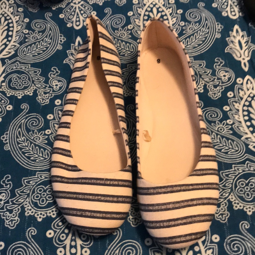 Navy & white flats